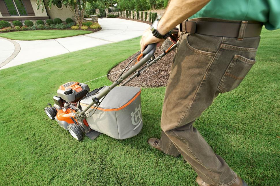 Man mowing lawn